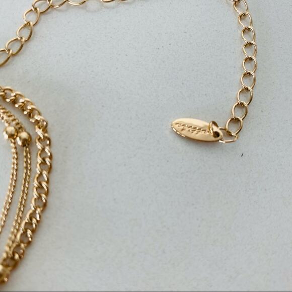 NORDSTROM REVOLVE Gold Wrap Scarf Dangle Drop Beaded Loose Necklace Jewelry - Picture 5 of 6